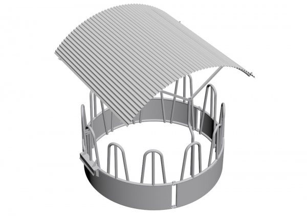 Râtelier circulaire pour bovins et équins avec toit - 12 places